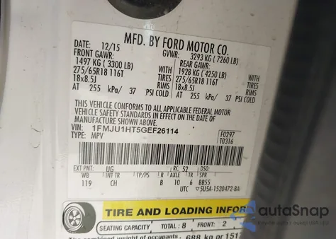 2016 Ford Expedition Xlt from USA, damaged, VIN 1FMJU1HT5GEF26114